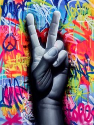 Peace by Rerun - Varnished Original Painting on Stretched Canvas sized 35x47 inches. Available from Whitewall Galleries